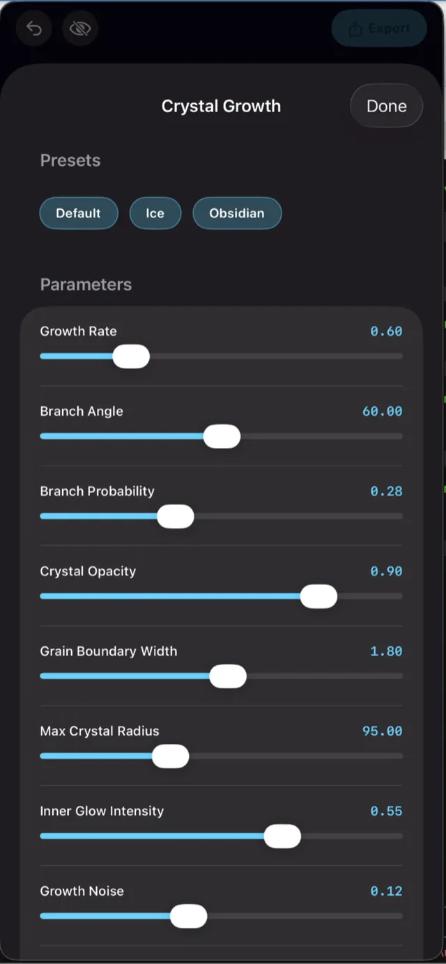 Crystal Growth parameters