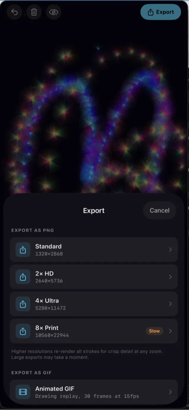 Export options
