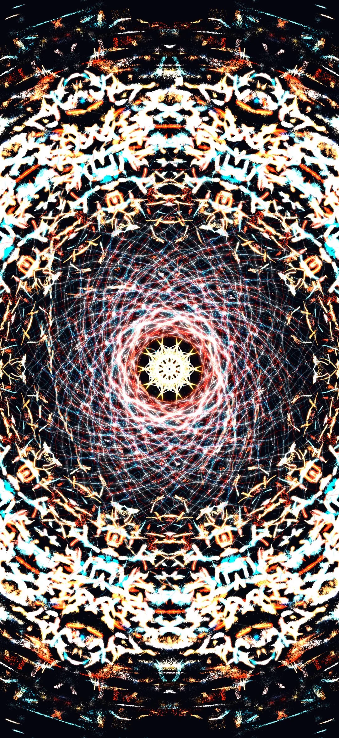 Entropy flower with intricate white and orange patterns