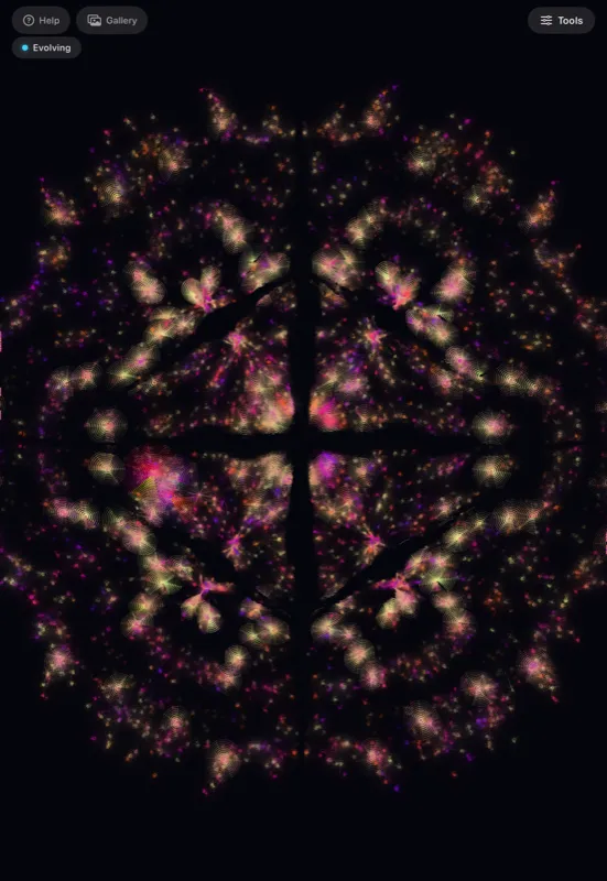 Pink and gold firework kaleidoscope on iPad