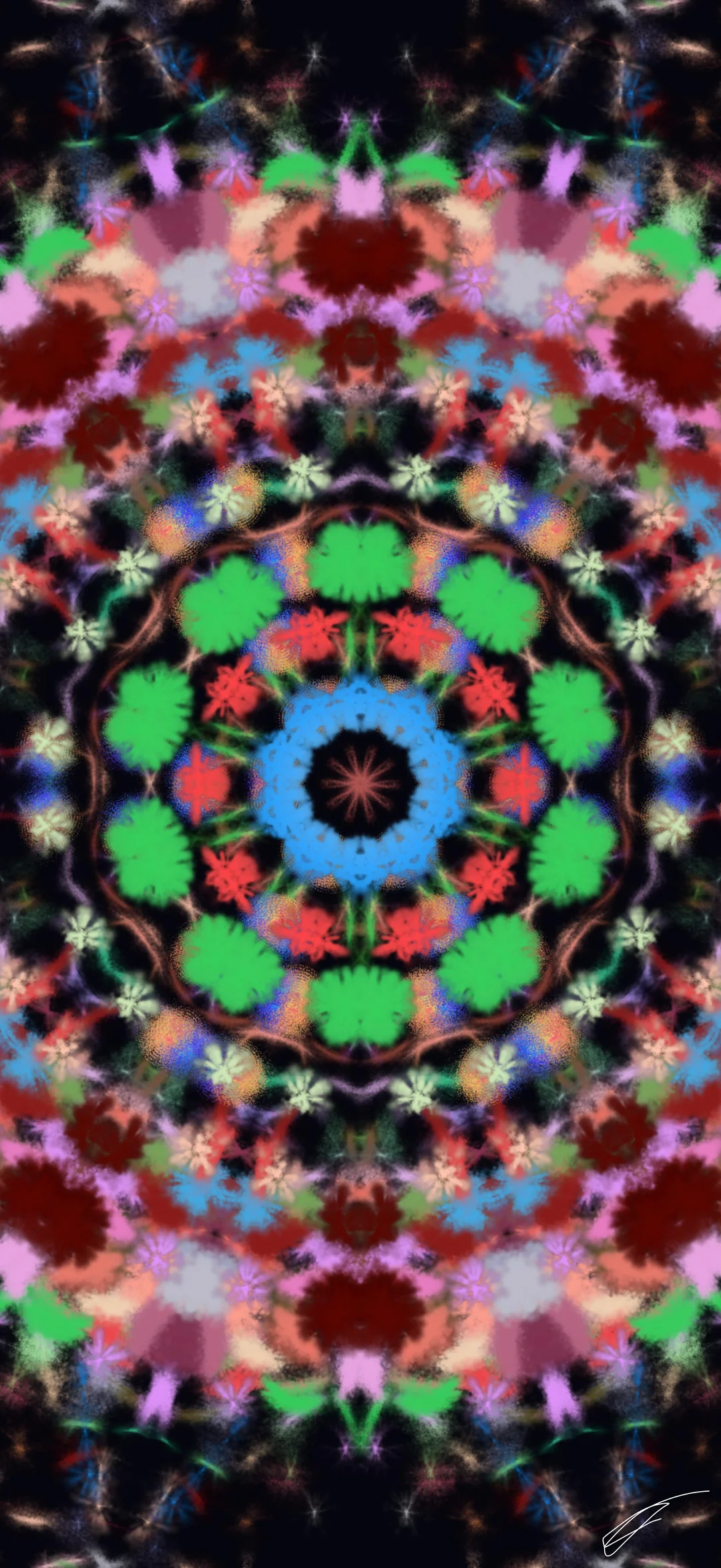 Colourful kaleidoscope with rainbow patterns