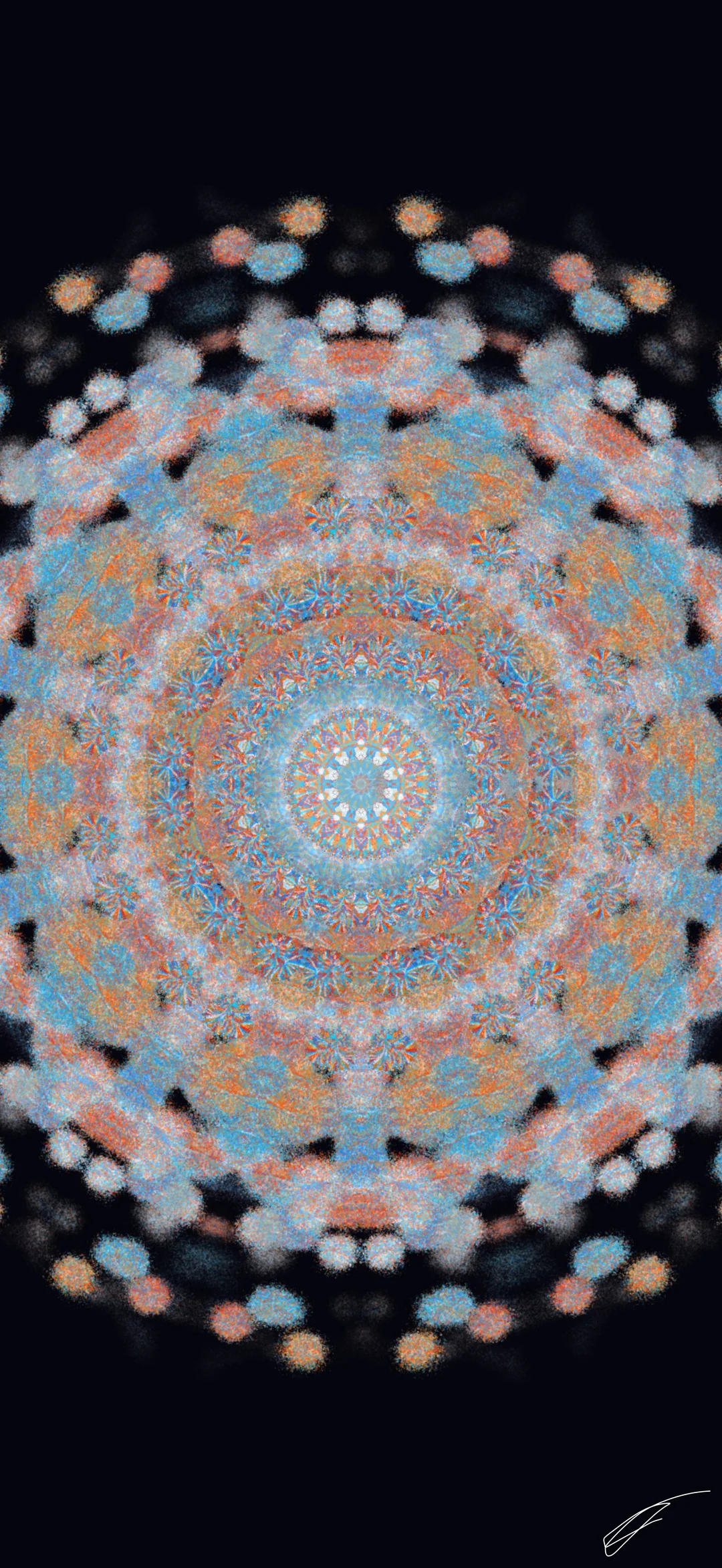 Kaleidoscope and mosaic blended with 10-fold symmetry