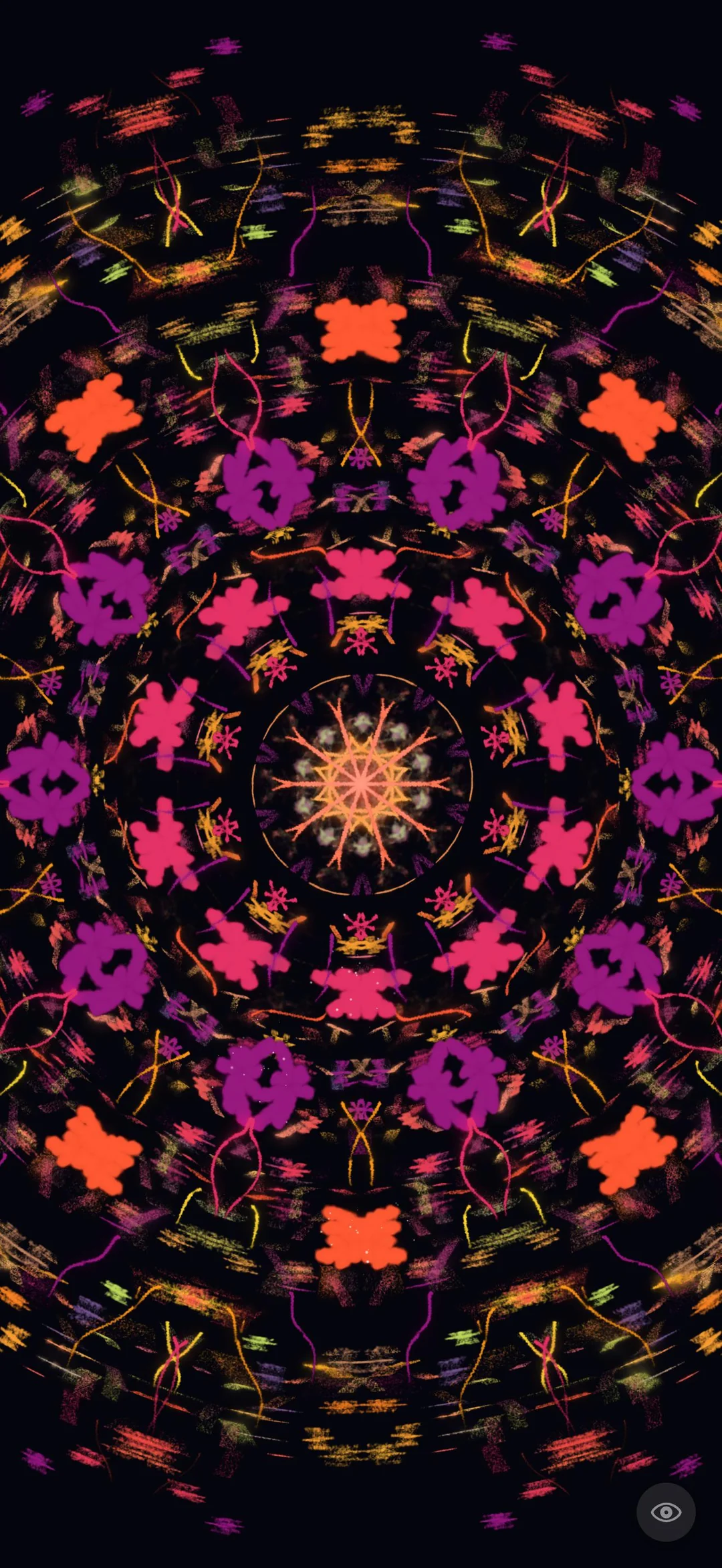 Kaleidoscope particle blend with warm tones